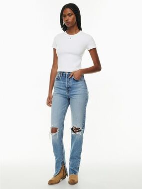 NWT RE/DONE Super High Drainpipe Destroy Jeans•Wrecking Blue